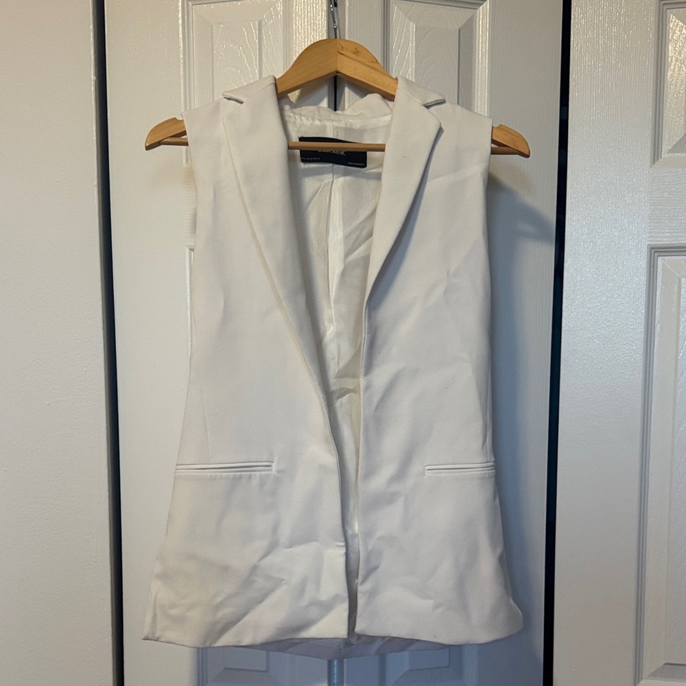 Zara Sleeveless White Blazer Vest